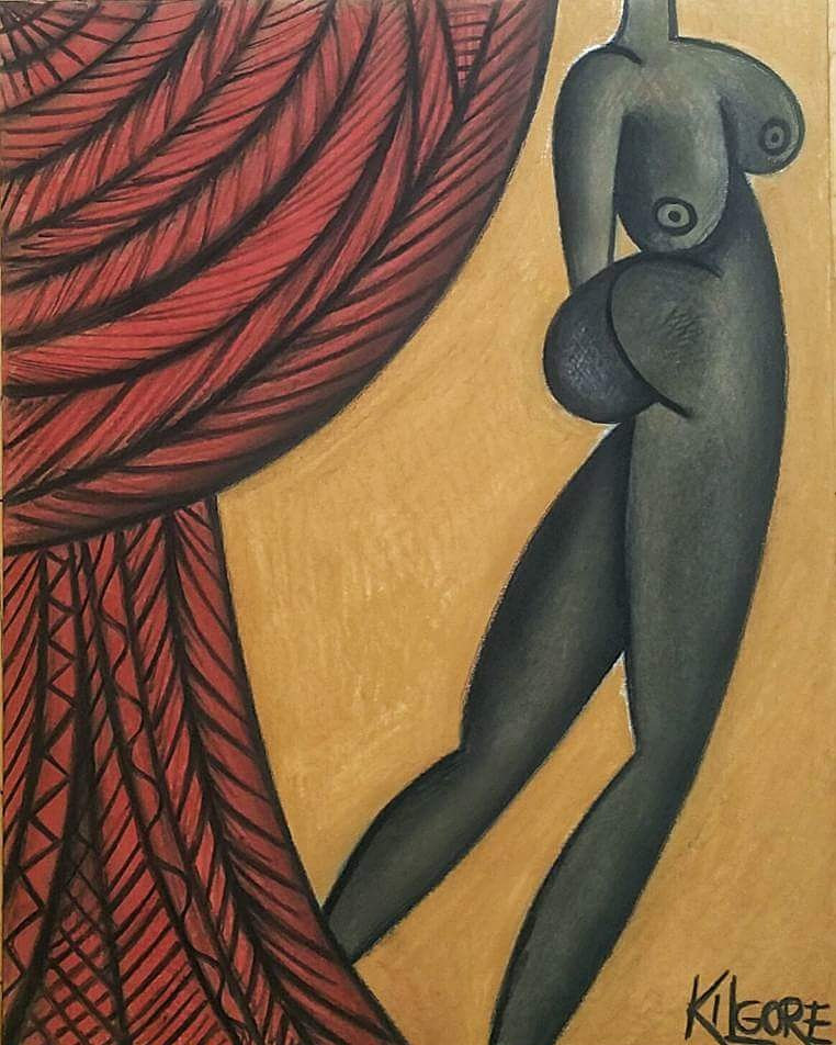 Return to: FEMALE NUDES by Michael Kilgore - selected works Mixed-media artwork SERENA POSING - 2017 by Michael Kilgore
