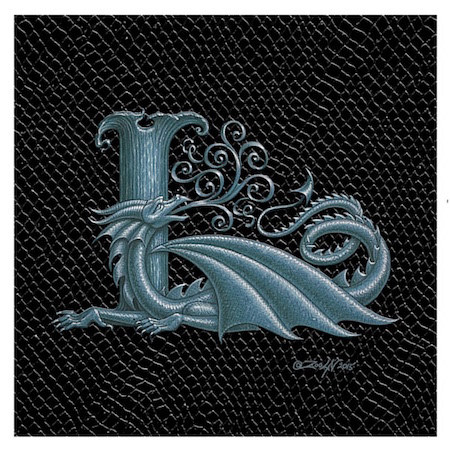 Dragon L, Silver 4x4" Print Dragon L, Silver 4x4" by Sue Ellen Brown