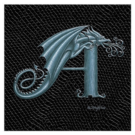 Dragon A, Silver 4x4" Print Dragon A, Silver 4x4" by Sue Ellen Brown