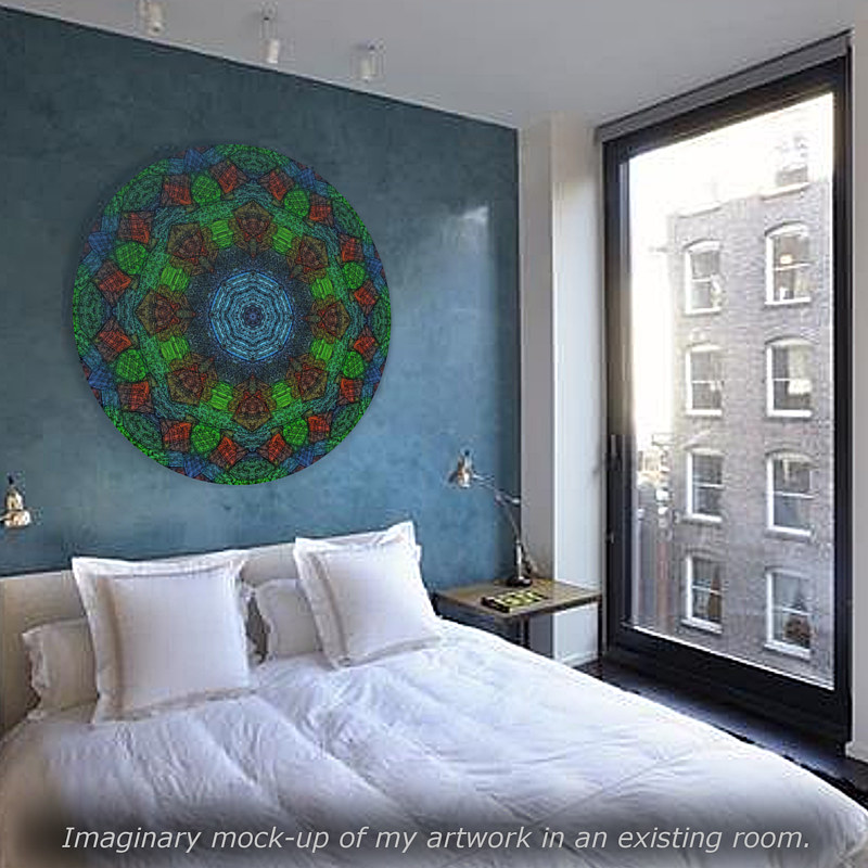 Virtual Room - Mandala "Aqua Glimmer" Print Virtual Room - Mandala "Aqua Glimmer" by John Hovig