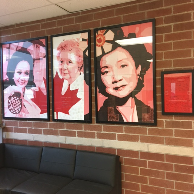 Adrienne Clarkson P. S. - Student Mural - Portrait of Adrienne Clarkson installed on site Acrylic painting Adrienne Clarkson P. S. - Student Mural - Portrait of Adrienne Clarkson installed on site by Cindy Scaife