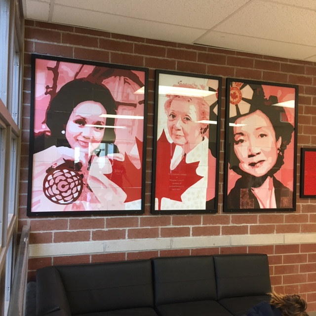 Adrienne Clarkson P. S. - Student Mural - Portrait of Adrienne Clarkson installed on site Acrylic painting Adrienne Clarkson P. S. - Student Mural - Portrait of Adrienne Clarkson installed on site by Cindy Scaife