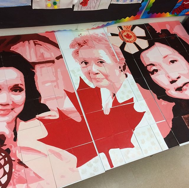 Adrienne Clarkson P. S. - Student Mural - Portrait of Adrienne Clarkson Acrylic painting Adrienne Clarkson P. S. - Student Mural - Portrait of Adrienne Clarkson by Cindy Scaife