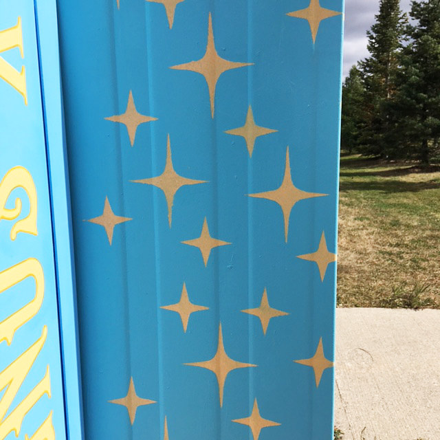Bell Box Public Mural Project - Detail of custon milkyway stencil Painting Bell Box Public Mural Project - Detail of custon milkyway stencil by Cindy Scaife