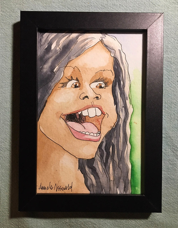 Tiny 4x6 cartoon watercolor: Ice Cream, Perhaps Watercolor Tiny 4x6 cartoon watercolor: Ice Cream, Perhaps by Pamela Neswald