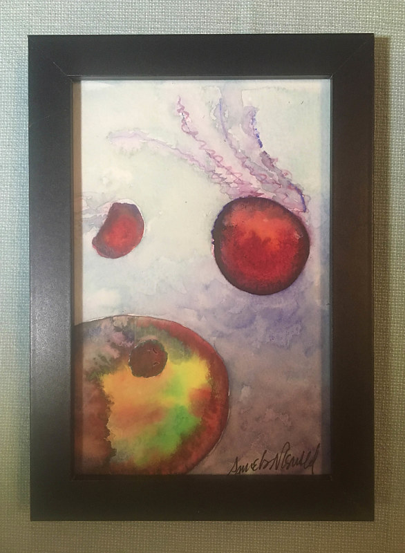 Tiny 4x6 jellyfish watercolor: Jellies in Outer Space Watercolor Tiny 4x6 jellyfish watercolor: Jellies in Outer Space by Pamela Neswald