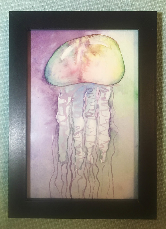 Tiny 4x6 jellyfish watercolor: Jellyfish Curtain Watercolor Tiny 4x6 jellyfish watercolor: Jellyfish Curtain by Pamela Neswald