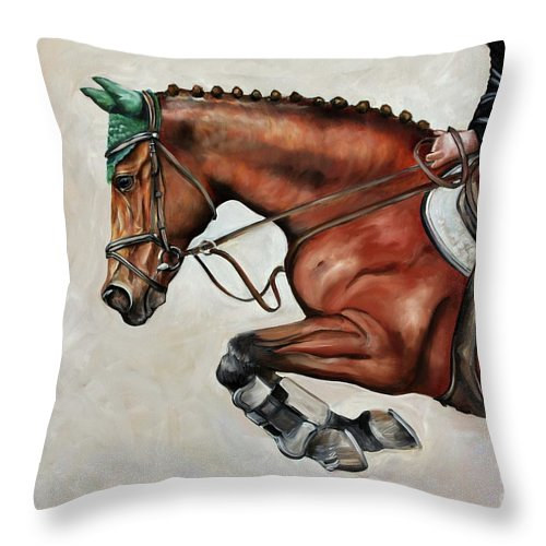 The Jumper Throw Pillow Painting The Jumper Throw Pillow by Debbie Hart