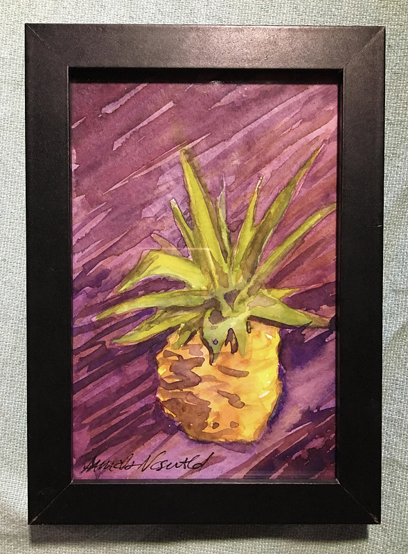 Tiny 4x6 watercolor: Pineapple Aubergine Watercolor Tiny 4x6 watercolor: Pineapple Aubergine by Pamela Neswald
