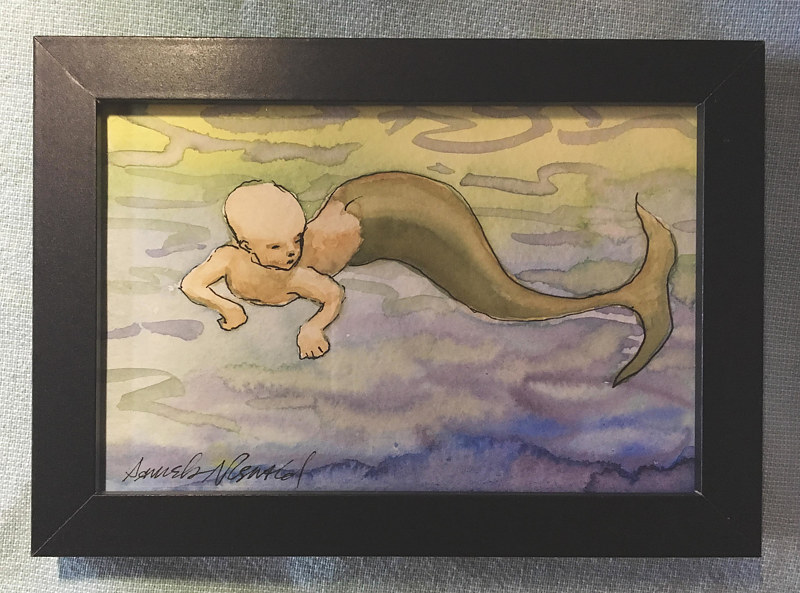 Tiny 4x6 watercolor: Baby Mermaid Watercolor Tiny 4x6 watercolor: Baby Mermaid by Pamela Neswald