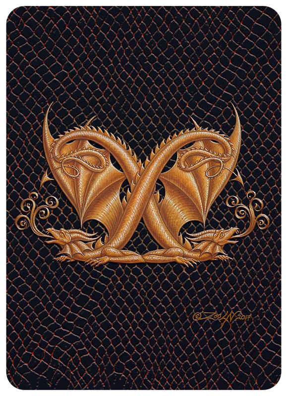 Dragon X, gold 5x7" Print Dragon X, gold 5x7" by Sue Ellen Brown