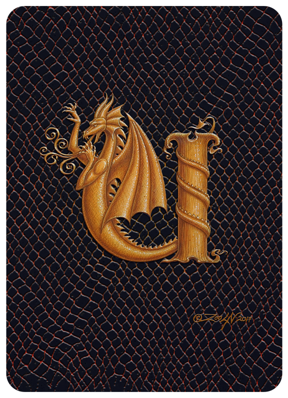 Dragon U, gold 5x7" Print Dragon U, gold 5x7" by Sue Ellen Brown
