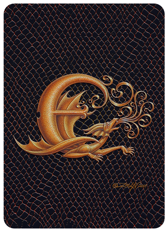 Dragon E, gold 5x7" Print Dragon E, gold 5x7" by Sue Ellen Brown