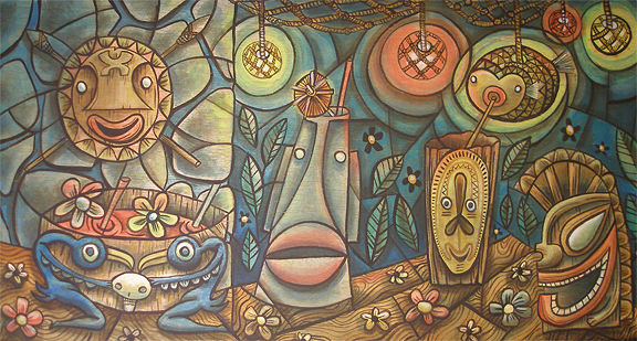 STRAW FOR THE PUFFERFISH Acrylic painting STRAW FOR THE PUFFERFISH by Kenneth M Ruzic
