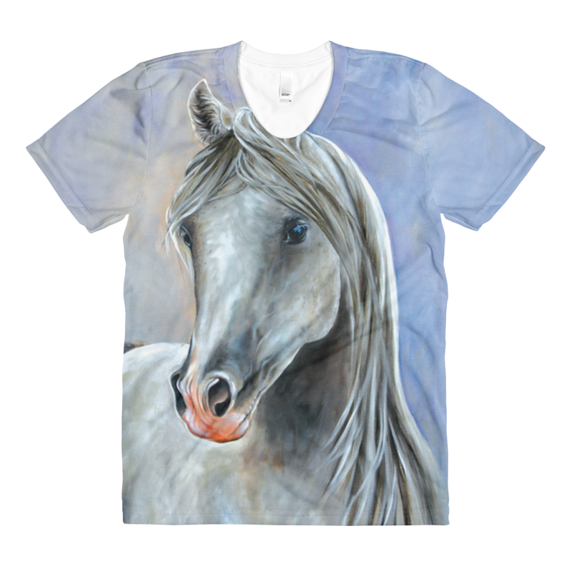 The Arabian on Blue Womens T Print The Arabian on Blue Womens T by Debbie Hart