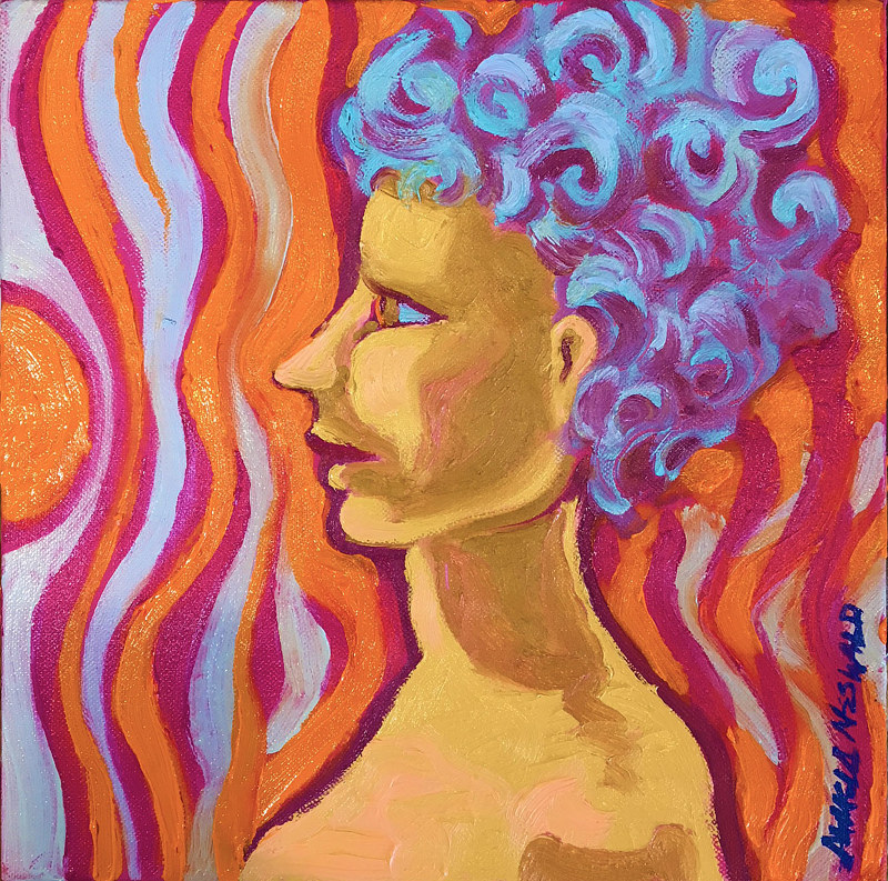 12x12 oil Wise Oil painting 12x12 oil Wise by Pamela Neswald