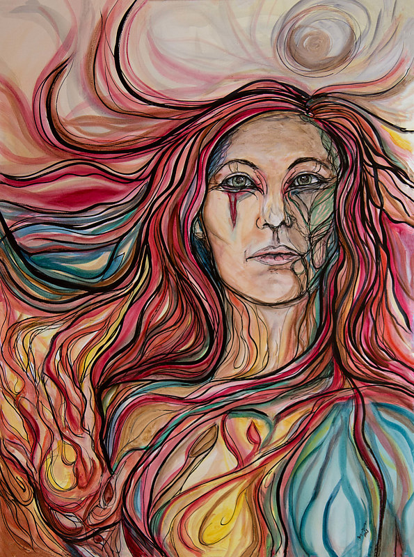 Fire Woman Watercolor Fire Woman by Cary Wyninger