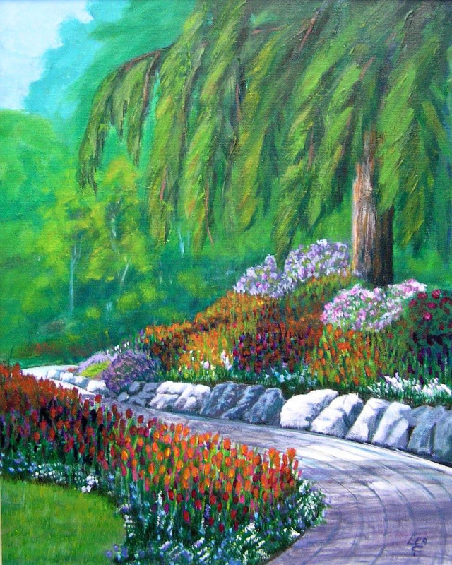 Tripping Through the Tulips, Butchart Gardens, Vancouver Island 20x16 acrylics Tripping Through the Tulips, Butchart Gardens, Vancouver Island 20x16 acrylics by Cecilia Lea