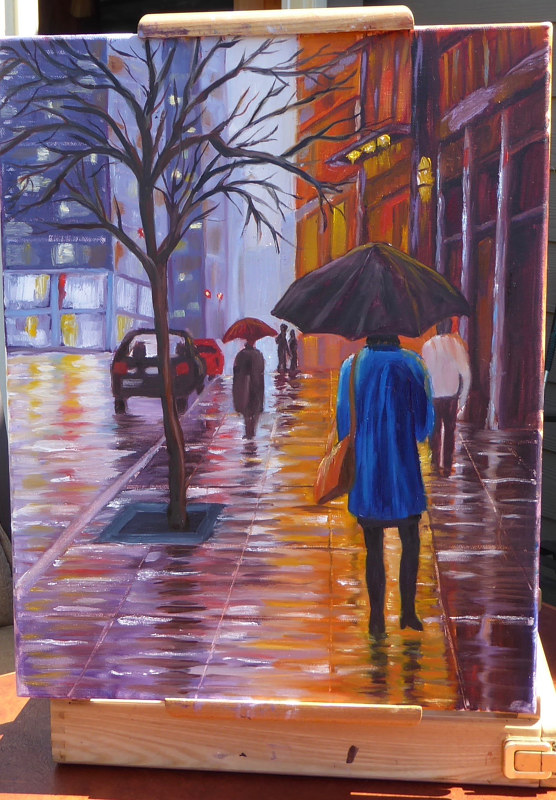 Shimmering City Streets - 16x20 oils Oil painting Shimmering City Streets - 16x20 oils by Cecilia Lea