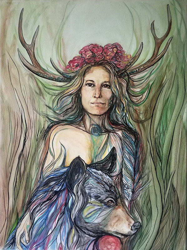 Forest Woman Watercolor Forest Woman by Cary Wyninger