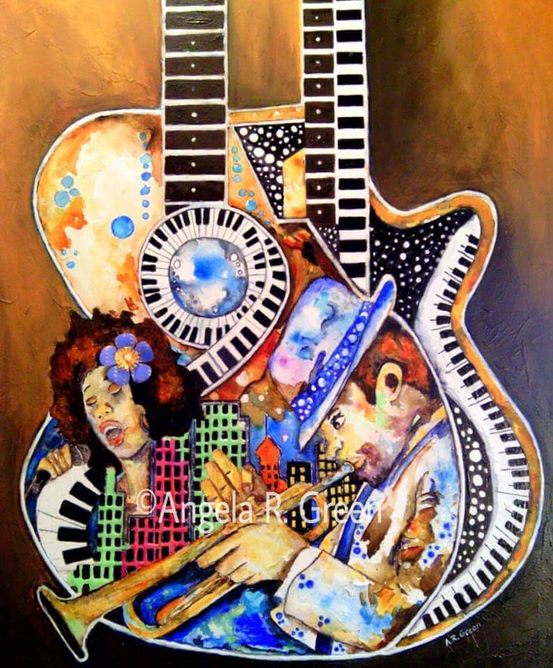 Return to: New Works Acrylic painting All Night Long by Angela Green