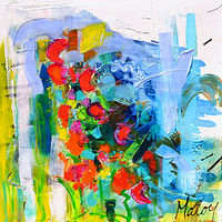 Water and flowers, 2016, Acrylic on canvas, 30 '' x 30 ''-Karine Molloy //images.artistrunwebsite.com/gallery/img_2727961544758004_large.jpg?1660076851