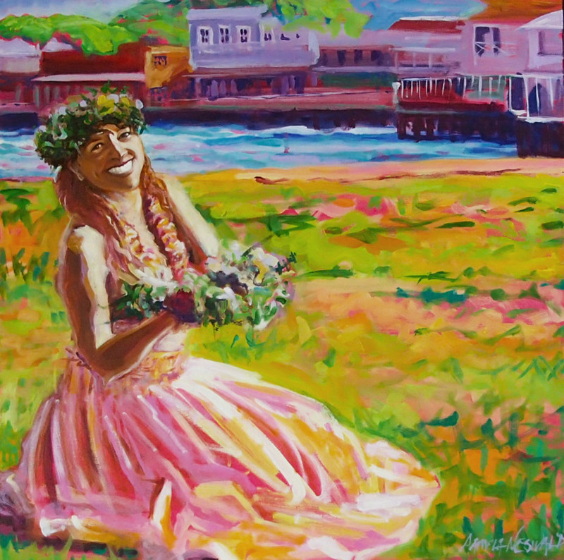 Lei Offering 36x36 deep edge giclee Lei Offering 36x36 deep edge giclee by Pamela Neswald