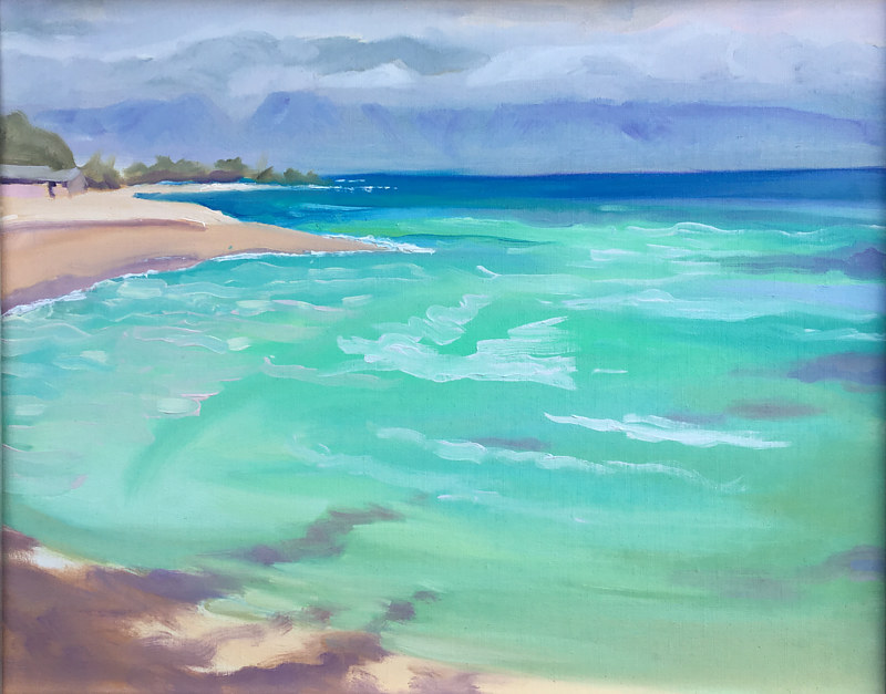 Hinahina Lā (Sunshine) Baldwin Beach Cove Oil painting Hinahina Lā (Sunshine) Baldwin Beach Cove by Pamela Neswald