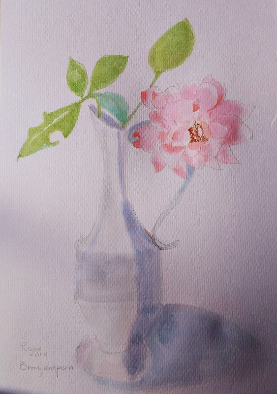 Rose in a Pewter Jug Painting Rose in a Pewter Jug by Gwenda Branjerdporn