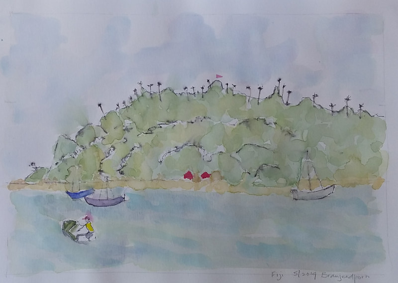 An Island in Fiji Drawing An Island in Fiji by Gwenda Branjerdporn