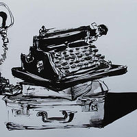 Portable Typewriter with Lamp, Book and Suitcase, 2019 //images.artistrunwebsite.com/gallery/img_2837961562144004_large.jpg?1658978253