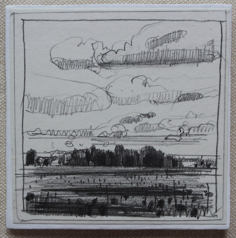 Evening Beanfield Drawing Evening Beanfield by Harry Stooshinoff