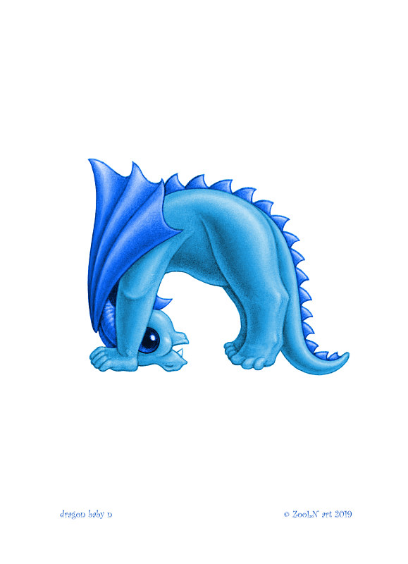 5x7 Dragon Baby n, baby blue Print 5x7 Dragon Baby n, baby blue by Sue Ellen Brown