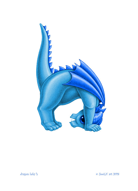 5x7 Dragon Baby h, baby blue Print 5x7 Dragon Baby h, baby blue by Sue Ellen Brown