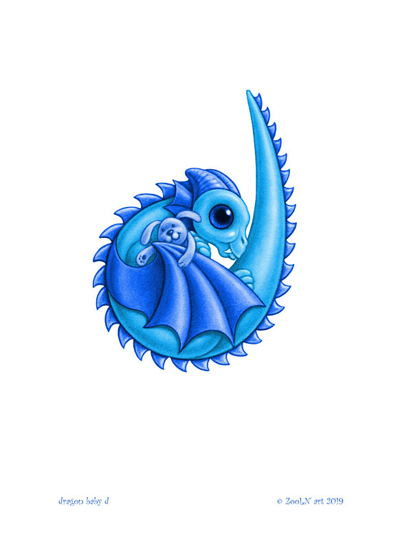 5x7 Dragon Baby d, baby blue Print 5x7 Dragon Baby d, baby blue by Sue Ellen Brown
