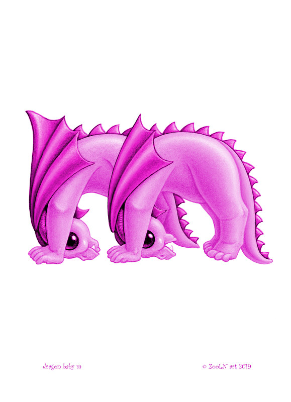5x7 Dragon Baby m, baby pink Print 5x7 Dragon Baby m, baby pink by Sue Ellen Brown