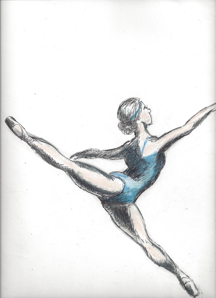 Return to: Illustrations/ characters Drawing Dancer en jete by Trish Becker