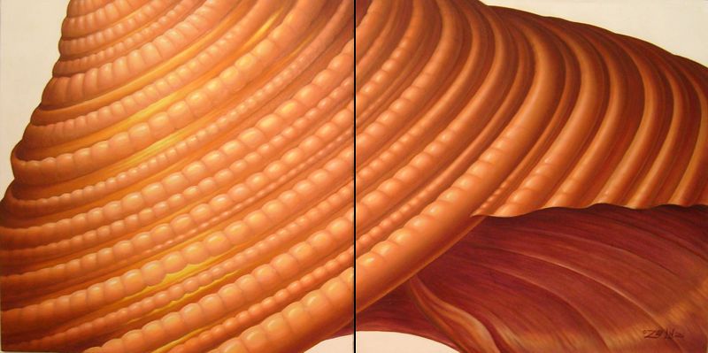 Sienna Spiral diptych Oil painting Sienna Spiral diptych by Sue Ellen Brown