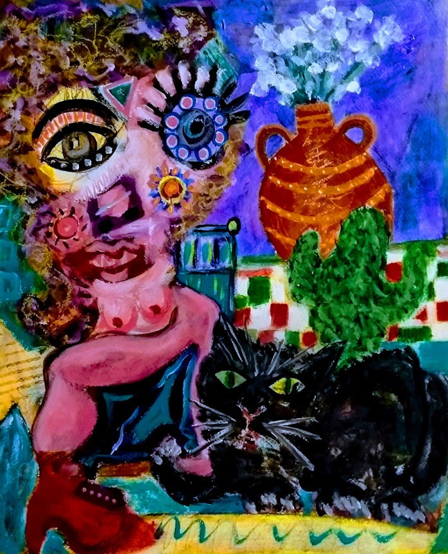 Acrylic painting Lola and Smudge by John Clinock