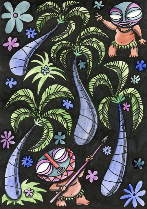 Argument with a Palm Tree Watercolor Argument with a Palm Tree by Kenneth M Ruzic