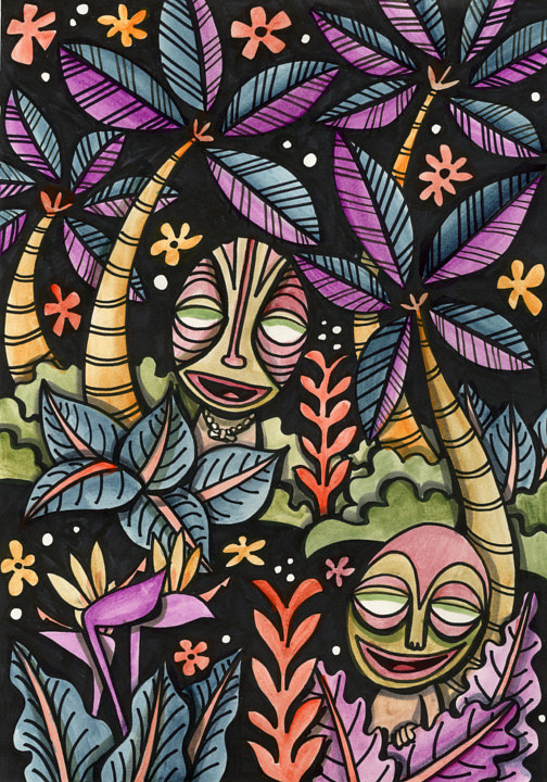 Jungle Twins Watercolor Jungle Twins by Kenneth M Ruzic