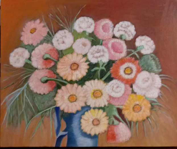 Gerberas and Carnations Oil painting Gerberas and Carnations by Gwenda Branjerdporn