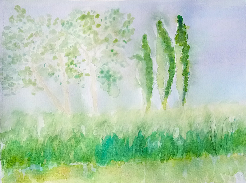 Early Morning walk Easter Monday Watercolor Early Morning walk Easter Monday by Gwenda Branjerdporn