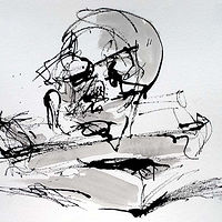 Skull with two books 2, 2020 //images.artistrunwebsite.com/gallery/img_3014141587719255_large.jpg?1612584447