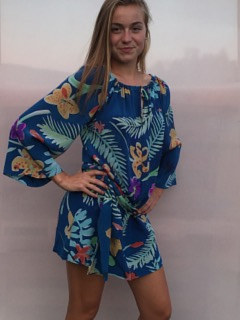 Tiger Lily Print, Teal Ground Drawstring Tunic Painting Tiger Lily Print, Teal Ground Drawstring Tunic by Michael Shyka