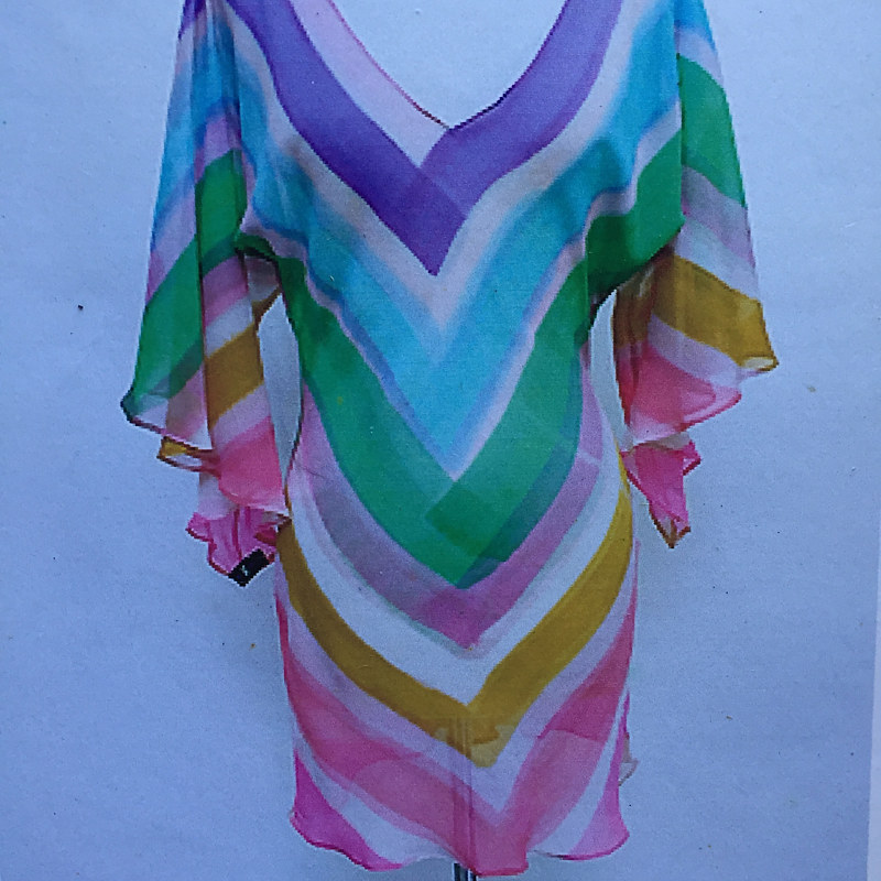 Bright Pastel Chevron Stripe Bias V-neck Dress Painting Bright Pastel Chevron Stripe Bias V-neck Dress by Michael Shyka