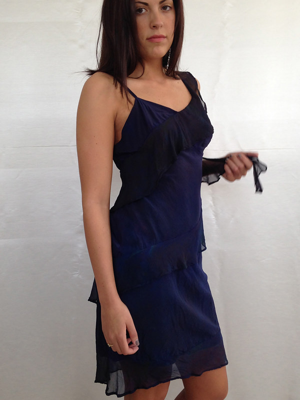 Ink Navy, Ruffled Slip Dress Ink Navy, Ruffled Slip Dress by Michael Shyka