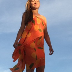 Orange Clementine Print One Shoulder Dress Painting Orange Clementine Print One Shoulder Dress by Michael Shyka