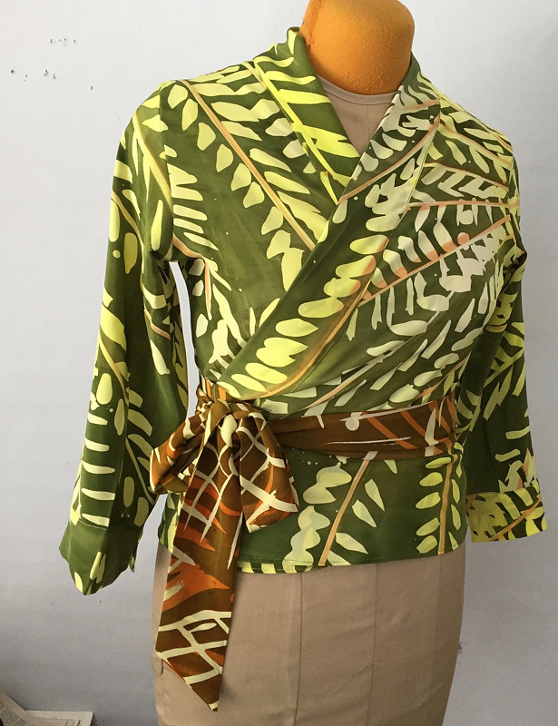 Citron Lime Leaf, Olive Ground Wrap Robe Top Painting Citron Lime Leaf, Olive Ground Wrap Robe Top by Michael Shyka
