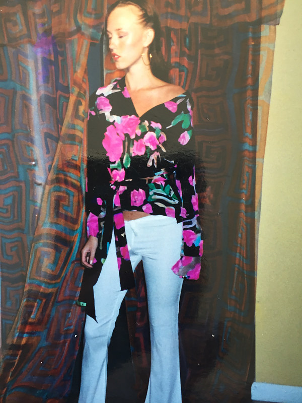 Rose Print, Indigo Ground Silk Blouse Painting Rose Print, Indigo Ground Silk Blouse by Michael Shyka